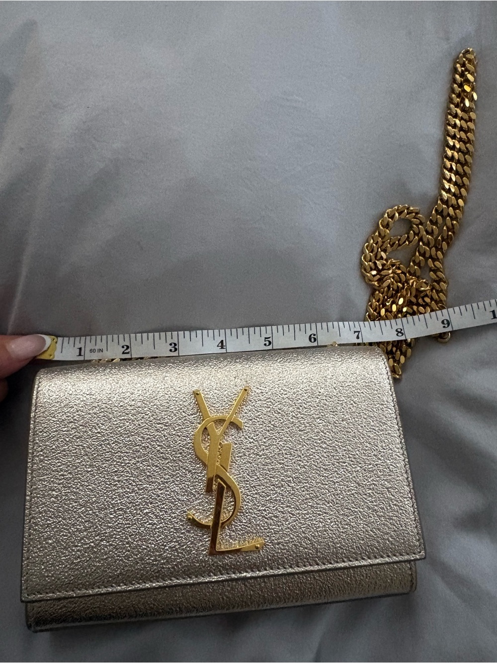 Saint Laurent Gold Kate Evening Bag Monogram Chain Crossbody - Picture 11 of 12